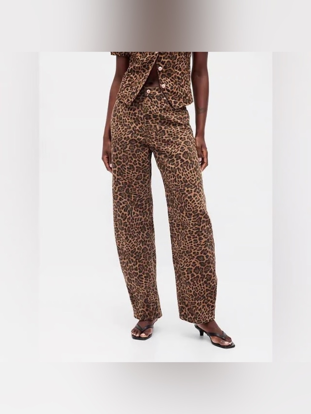 Gap High-Rise Leopard Print Barrel Jeans BoHo Business Casual Festival Fall NEW